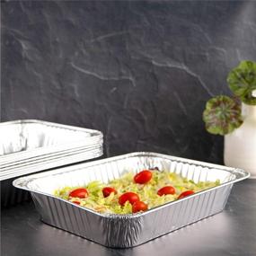 img 1 attached to Plasticpro Disposable 9 x 13 Aluminum Foil Pans: Half Size Deep Steam Table Bakeware - Ideal Cookware for Baking Cakes, Bread, Meatloaf, Lasagna (Pack of 100)
