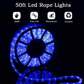 img 1 attached to 🌟 Enhance Ambiance and Beautify Spaces with Tuanchuanrp 50Ft Cuttable & Connectable LED Rope Lights - Versatile Outdoor Waterproof Decorative Lighting for Indoor/Outdoor, Eaves, Backyards, Garden, and Parties in Blue