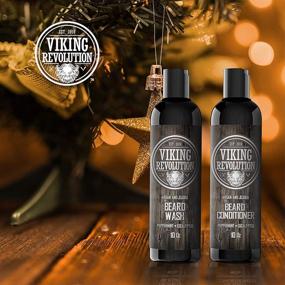 img 2 attached to Viking Revolution Beard Wash & Conditioner Set - Softening, Smoothing & Strengthening Beard Growth - Natural Peppermint and Eucalyptus Scent - Beard Shampoo with Argan & Jojoba Oils and Beard Oil (10 oz)