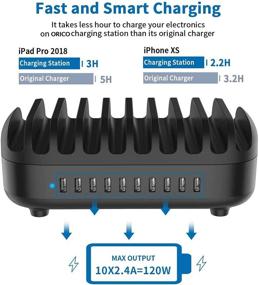 img 1 attached to ORICO 120W Charging Station For Multiple Devices 10 Ports Smart USB Charging Docking Organizer With Cooling Fan Compatible For IPhone