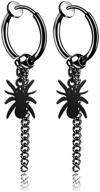 🕷️ xusamss punk jewelry: stainless steel huggie hinged earrings with spider design and long chain dangle – unique fashion statement! logo