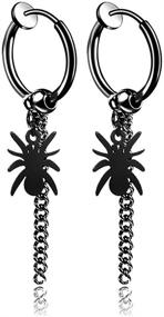 img 4 attached to 🕷️ Xusamss Punk Jewelry: Stainless Steel Huggie Hinged Earrings with Spider Design and Long Chain Dangle – Unique Fashion Statement!