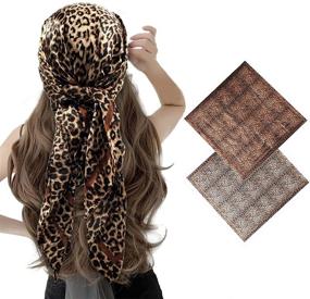 img 4 attached to 🧣 2 Pack of Satin Silk-Like Hair Scarf Bandana Light Head Wraps Neck Face Scarves Cover for Women