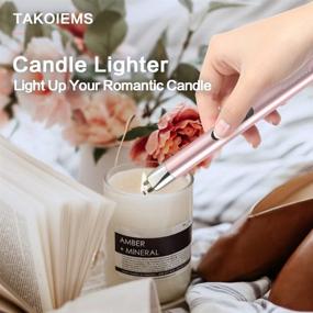 img 3 attached to 🕯️ TAKOIEMS Rechargeable Candle Lighter with LED Display and Safety Switch - USB Lighter with Flameless Windproof Arc for Candle, Grill, Fireworks - Pink