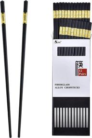 img 4 attached to 🥢 Set of 12 Reusable Fiberglass Chopsticks – Dishwasher Safe, Non-Slip, Durable Chinese, Japanese, Korean Chopsticks with Case – 9.5 Inches – Elegant Gold Finish