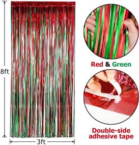 img 2 attached to BTSD-home Christmas Decorations: Festive Red and Green Foil Fringe Curtains | Metallic Photo Booth Tinsel Backdrop | Wedding Birthday Party Decorations (4 Pack, 12ft x 8ft)