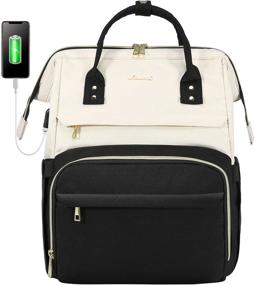 img 4 attached to 🎒 Стильный женский ноутбук рюкзак с USB-портом - LOVEVOOK бежевый-черный, идеально подходит для бизнеса, путешествий и повседневного использования!