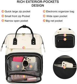 img 1 attached to 🎒 Stylish Women's Laptop Backpack with USB Port - LOVEVOOK Beige-Black, Perfect for Business, Travel, and Daily Use!