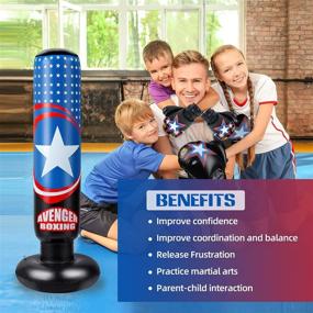 img 1 attached to 🥊 Inflatable Kids Punching Bag Stand: Perfect for Karate, Taekwondo, MMA Practice – Includes Air Pump!