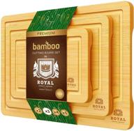 bamboo cutting board set with juice groove (3 pieces) - ideal wood cutting boards for kitchen, meat, cheese, and vegetables logo