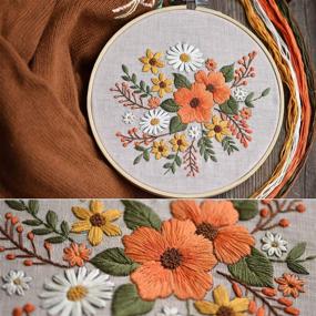 img 1 attached to Полный набор для начинающих в вышивании: Вышивка по готовому шаблону Kissbuty с узором, ткань, обруч, цветные нитки и иглы - Цветы