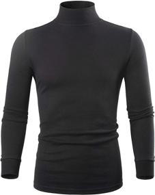 img 4 attached to 👕 Turtleneck Men's Long Sleeve Thermal Underwear Sweater: Ultimate Black and White Mock Turtleneck Base Layer Shirt