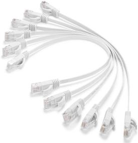 img 4 attached to 🔌 1ft Cat 6 Ethernet Cable - Flat Solid Internet Network Cord - Durable Cat6 High Speed RJ45 Patch LAN Wire for Modem, Router, Switch, Server, ADSL - 6 Pack, White