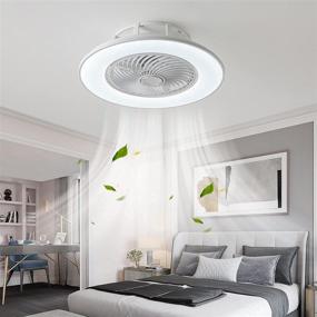 img 2 attached to 🌀 CHANFOK Low Profile Modern Ceiling Fan with Light - 22-Inch Flush Mount Ceiling Fan with Remote Control, Dimmable LED Lighting, Enclosed Blades, and Wind Guide Wheel - White