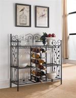 🍷 metal console table wine rack buffet server by kings brand furniture логотип