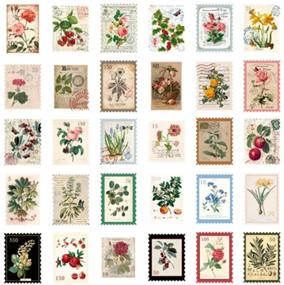 img 1 attached to Vintage Plant Flower Stickers: 60PCS Large Washi Sticker Collection for Scrapbooking, Journaling, and Stationery Decoration