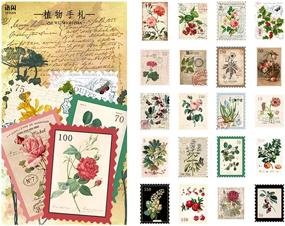 img 4 attached to Vintage Plant Flower Stickers: 60PCS Large Washi Sticker Collection for Scrapbooking, Journaling, and Stationery Decoration