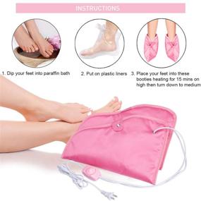 img 3 attached to Noverlife Paraffin Wax Heated Booties: Electric Heated Nail Art Pedicure Foot Cover for Foot Care and Infrared Wax Therapy Treatment SPA Warmer Kit