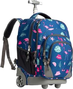 img 4 attached to 🎒 Wonderful WEISHENGDA Wheeled Backpack: Flamingos Design with Multiple Compartments for Ultimate Organization