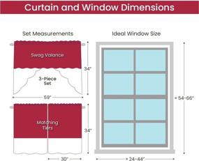 img 3 attached to Улучшите свое оконное оформление с американским 3-частным вышитым комплектом занавесок для окон в винном цвете - балдахин, тирсы и вышивка