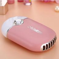 🌬️ stay cool in style: flyitem usb mini portable fans for eyelash - rechargeable, bladeless, handheld cooling fan in pretty pink logo