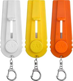 img 4 attached to TOODOO Cap Zappa Cap Shooters Launchers Beer Bottle Opener Set with Keychain - Orange, Yellow, and White - Pack of 3