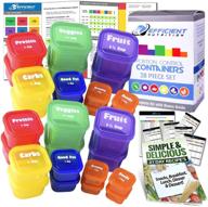 🥦 efficient 21-day labeled portion control containers kit (28-piece): complete guide, planner & recipe ebook included! bpa-free color coded meal prep system for effective diet and weight loss логотип