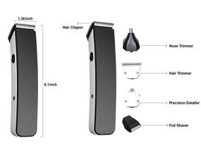 img 2 attached to ✂️ HogoR 5-In-1 Multigroom Black Hair Cutting Set: Shaver, Trimmer, Foil Shaver, Nose Trimmer, Clipper, Precision Detailer, Beard Trimmer for Men - Barber Grooming Cutter Kit