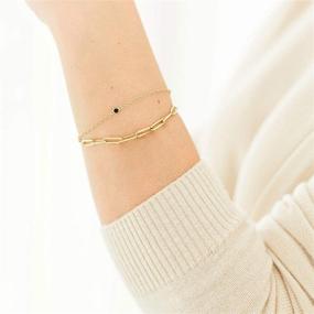 img 1 attached to 📎 Stylish 14K Gold Plated Paperclip Link Chain Jewelry Set for Women and Girls