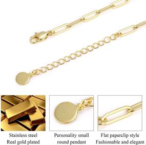 img 3 attached to 📎 Stylish 14K Gold Plated Paperclip Link Chain Jewelry Set for Women and Girls