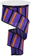 🎨 vibrant 10-yard horizontal stripe wired edge ribbon in purple, orange, black (2.5") - perfect for crafts and decorations! logo