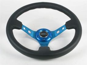 img 2 attached to 🔵 Руль NRG - 06 (глубокий диск) - 350 мм (13,78 дюймов) - черная кожа с синими спицами - ST-006R-BL