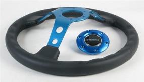 img 1 attached to 🔵 Руль NRG - 06 (глубокий диск) - 350 мм (13,78 дюймов) - черная кожа с синими спицами - ST-006R-BL