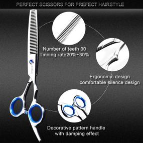 img 2 attached to 12Pcs Hair Cutting Scissors Kit - Professional Hair Scissors Set, 4CR Stainless Steel, Thinning Shears, Comb, Haircut Cloth, Clip - Ideal for Home, Salon, and Barber Use