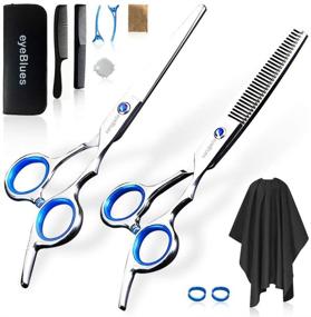 img 4 attached to 12Pcs Hair Cutting Scissors Kit - Professional Hair Scissors Set, 4CR Stainless Steel, Thinning Shears, Comb, Haircut Cloth, Clip - Ideal for Home, Salon, and Barber Use