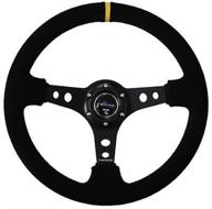 🔅 nrg innovations st-006s-y 350mm sport steering wheel (3-inch depth) (suede with center mark in yellow) logo
