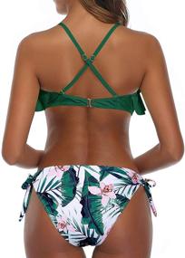 img 1 attached to 👙 Tempt Me Flounce Bikini: Side Tie Bottom, Padded Ruffled Top - Cross Back Two Piece Swimsuit for Women