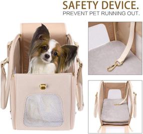 img 2 attached to PetsHome Dog Carrier - Premium PU Leather Pet Travel Portable Bag for Cat and Small Dog. Foldable, Waterproof, Suitable for Home &amp; Outdoor Use