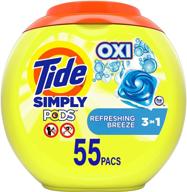 🌊 tide simply pods +oxi refreshing breeze: 55 count liquid laundry detergent capsules, 33 oz all-in-one solution logo