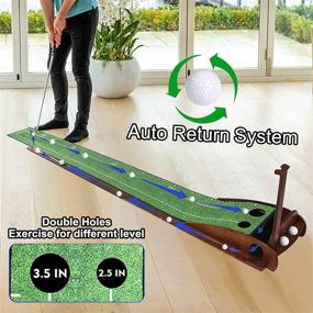 img 3 attached to Enhance Your Golf Prowess at Home and Office with GLOTOP Golf 🏌️ Putting Green Mat - Auto Ball Return, Crystal Velvet Mat, Solid Wood Base