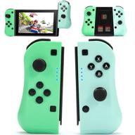 kivngaem joy-con controller for nintendo switch/switch lite - wireless gamepad with grip stand, motion control, vibration, screenshot/video capture - green/blue logo