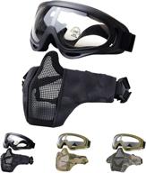 🎭 fansport airsoft mask tactical goggles set with foldable steel mesh lower half face mask - airsoft safety gear for hunting, shooting, paintball logo