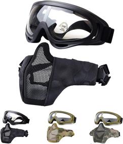 img 4 attached to 🎭 Fansport Airsoft Mask Tactical Goggles Set with Foldable Steel Mesh Lower Half Face Mask - Airsoft Safety Gear for Hunting, Shooting, Paintball