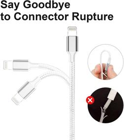 img 2 attached to 📱 MFi Certified iPhone Charger Cable, Lightning Cable(3/3/6/6/10FT) Charging USB Nylon Braided with Metal Connector, Compatible for iPhone - White
