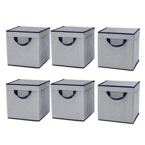 img 4 attached to 📦 Organize and Declutter with Delta Children Lidded Storage Bins, Navy, 6-Pack