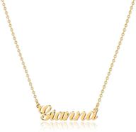 customizable 18k gold plated name necklace for women, girls, kids & teens - m mooham gold personalized name necklaces with plate monogram design logo