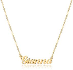 img 4 attached to Customizable 18K Gold Plated Name Necklace for Women, Girls, Kids & Teens - M MOOHAM Gold Personalized Name Necklaces with Plate Monogram Design