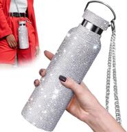 💎 diamond water bottle - glamorous diamond vacuum flask with sparkling glitter - insulated thermos for women - refillable high-end stainless steel bottle with lid - silver - 750ml логотип