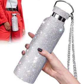 img 4 attached to 💎 Diamond Water Bottle - Glamorous Diamond Vacuum Flask with Sparkling Glitter - Insulated Thermos for Women - Refillable High-end Stainless Steel Bottle with Lid - Silver - 750ml