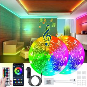 img 4 attached to Enhance Your Bedroom Ambiance with Dimmable 12 Volt LED Strip Lights: Music Sync, App Control, and DIY Colors for Parties, Halloween, Christmas - 32.8ft